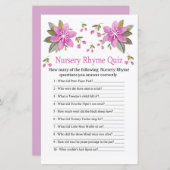 Paars bloemen Nursery Rhyme Quiz baby shower game (Voorkant / Achterkant)