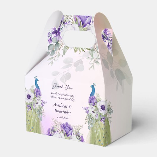 Paars bloemen paars huwelijksgunst cadeau bedankdoosjes (Voorkant Zijde)