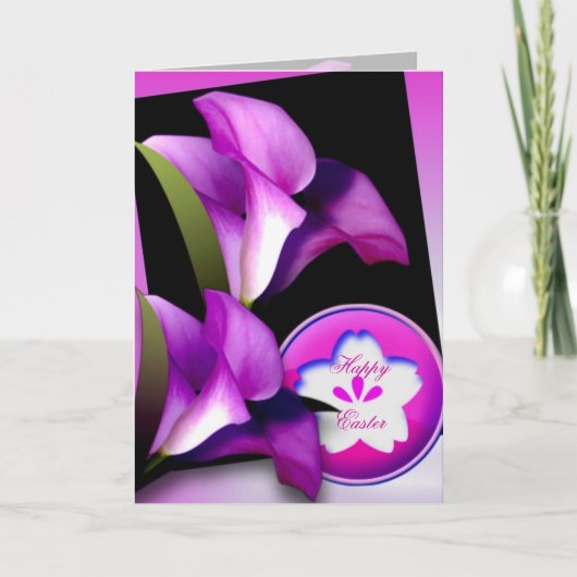 Paars bloemen Paasmakerij Kaart (Voorkant)