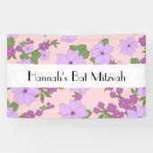Paars bloemen, patroon van bloemen, BBT Mitzvah Spandoek (Horizontaal)