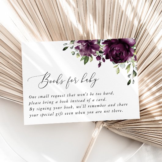 Paars bloemen, pruimelbloemen, boho, boeken voor B Informatiekaartje