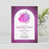 Paars bloemen, pumpkins bruiloft verloffeest kaart (Staand voorkant)