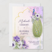 Paars bloemen, uitnodiging voor pauw-media (Voorkant)