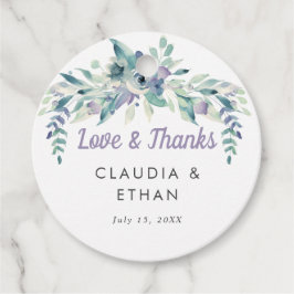 Paars bloemen Waterverf Blauwe grijze liefde en Be Bedankjes Labels