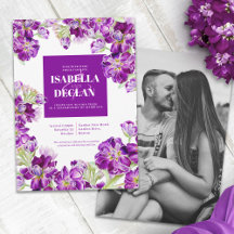 Paars bloemen waterverf bruiloft