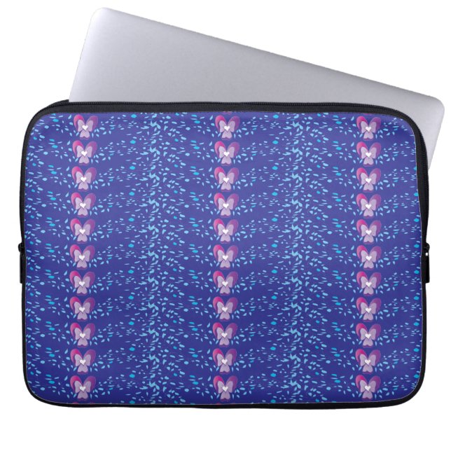 Paars bloemenbehangpatroon met viooltjes uit het v laptop sleeve (Voorkant)