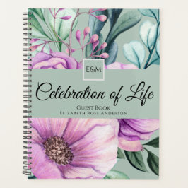 Paars Bloemencelebratie van het Leven Gastboek Planner