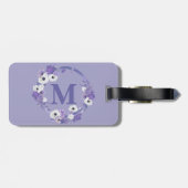 Paars Bloemenkranz Monogram Initiaal Bagagelabel (Achterkant horizontaal)