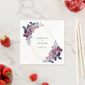 Paars bloemetjesgeoometrisch botanisch bindpapier servet (Insitu)