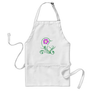 Paars bloemgroen bloempatroon standaard schort