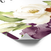 Paars Bloemig Herfst Bruiloftsdranken Bord Poster (Hoek)