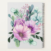 Paars Bloemig Monogram TROUWPLANNER Jonggehuwden Planner (Achterkant)