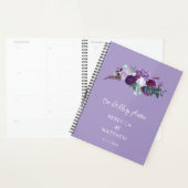 Paars Bloemig Waterverf Schrift Trouwparen Planner (Display)