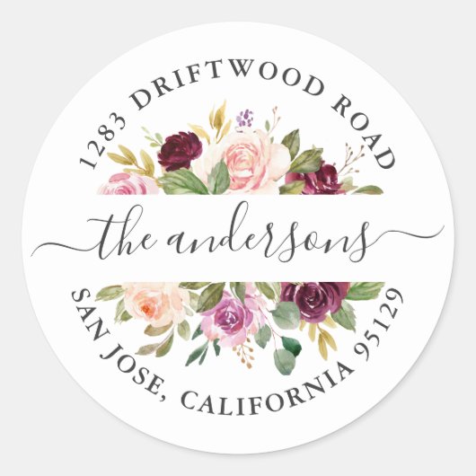 Paars Bloemige Retouradres Enveloppe Zegel (Voorkant)