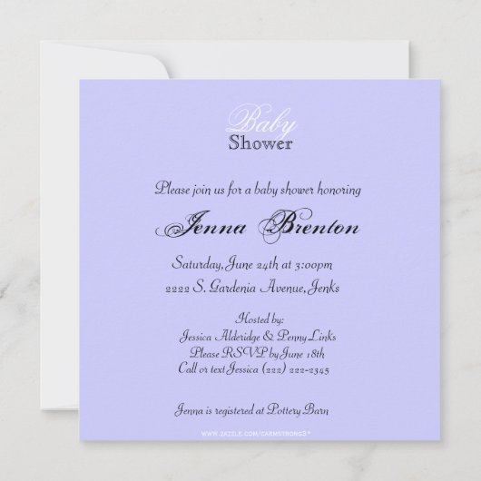 Paars "Bloemkind" Sonogram Baby shower Uitnodigen Kaart (Achterkant)