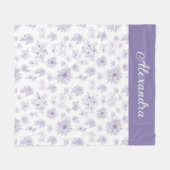 Paars Bloemmotief Aangepaste Naam  Fleece Deken (Voorkant (Horizontaal))