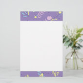 Paars Bloemmotief Briefpapier (Staand voorkant)