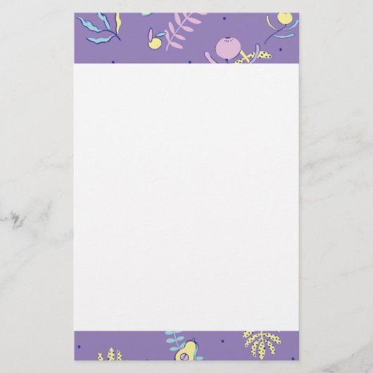 Paars Bloemmotief Briefpapier (Voorkant)