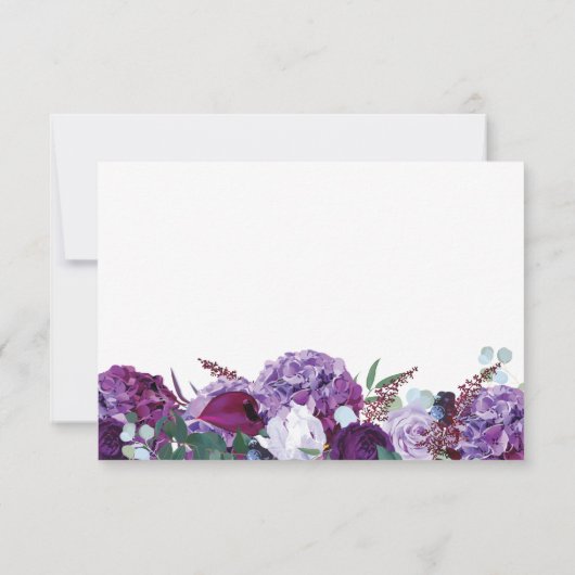 Paars bloemmotief geometrische gouden lijst met bu bedankkaart (Achterkant)