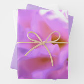 Paars bloemmotief inpakpapier plat vel set van 3 (In situ)