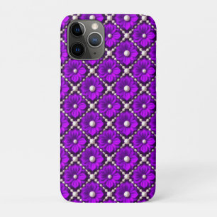 Paars Bloemmotief Met Parel Kralen Case-Mate iPhone Case