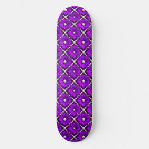 Paars Bloemmotief Met Parel Kralen Persoonlijk Skateboard