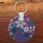 Paars Bloemmotief Mooie Gepersonaliseerde Sleutelhanger (Achterkant)