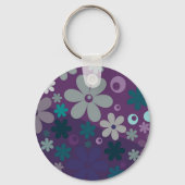 Paars Bloemmotief Mooie Gepersonaliseerde Sleutelhanger (Achterkant)