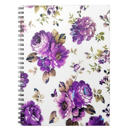 Paars Bloemmotief Notitieboek (Voorkant)