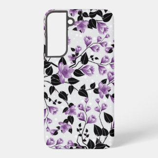Paars Bloemmotief Samsung Galaxy Hoesje
