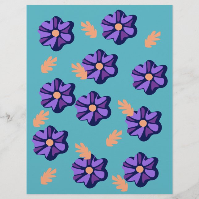 Paars Bloemmotief Scrapbook Papier (Voorkant)
