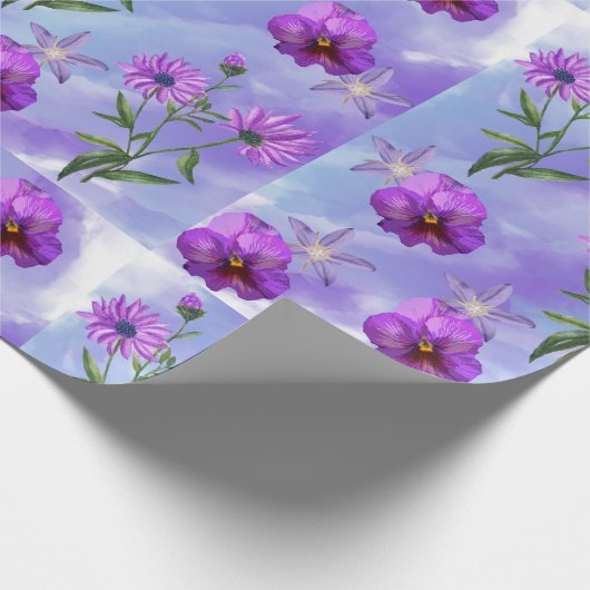 Paars bloempakpapier cadeaupapier (Hoek)