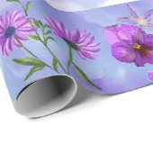 Paars bloempakpapier cadeaupapier (Rol Hoek)