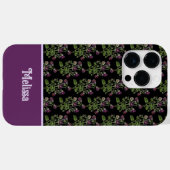  paars bloempatroon monogrammen Case-Mate iPhone case (Achterkant (horizontaal))