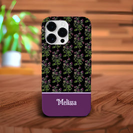 paars bloempatroon monogrammen Case-Mate iPhone 14 pro max hoesje
