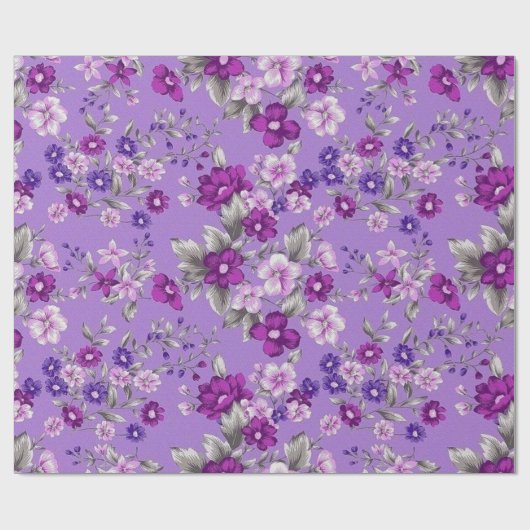 Paars bloesem cadeaupapier (Vlak)