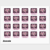 Paars Blooming Lily Baby shower Dank u Vierkante Sticker (Vel)