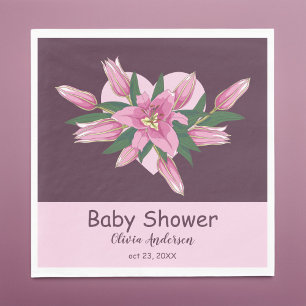 Paars Blooming Lily Baby shower/Happy Birthday Servet