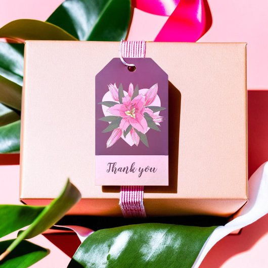 Paars Blooming Lily Sweet Heart bedankt Cadeaulabel