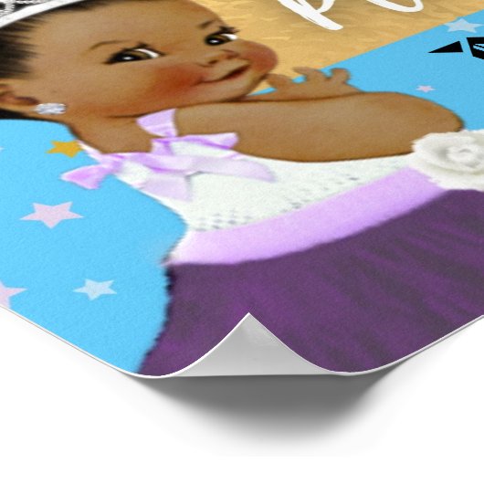 Paars|Blue Afro Gender onthullen Royal Sweets Sign Poster (Hoek)