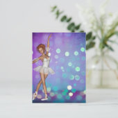 Paars & Blue Bokeh Background & Ballerina Briefkaart (Staand voorkant)