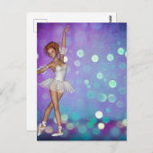 Paars & Blue Bokeh Background & Ballerina Briefkaart (Voorkant / Achterkant)