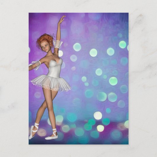 Paars & Blue Bokeh Background & Ballerina Briefkaart (Voorkant)
