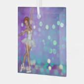 Paars & Blue Bokeh Background & Ballerina Glas Ornament (Voorkant links)