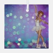 Paars & Blue Bokeh Background & Ballerina Glas Ornament (Achterkant)