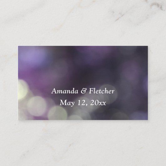 Paars Blue Bokeh Light 32 Wedding Website Informatiekaartje (Achterkant)