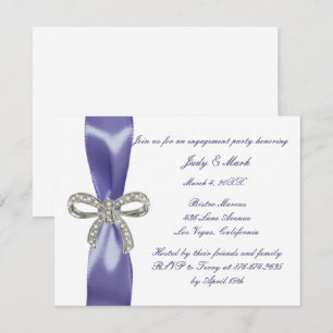 Paars Blue Diamond Bow Engagement Party Kaart