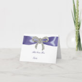 Paars Blue Diamond Bow Folded Table Place Card Kaart (Voorkant)