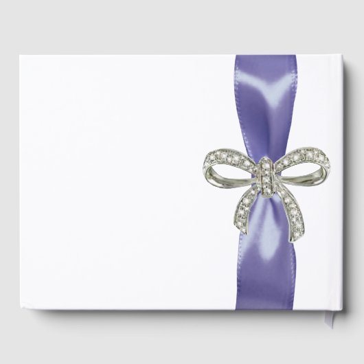 Paars Blue Diamond Bow Wedding Guestbook Gastenboek (Achterkant)