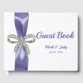 Paars Blue Diamond Bow Wedding Guestbook Gastenboek (Voorkant)